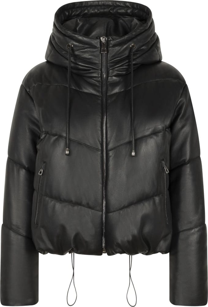 ICY Puffer Leren Jas - Winterjas - Zwart - Maat L