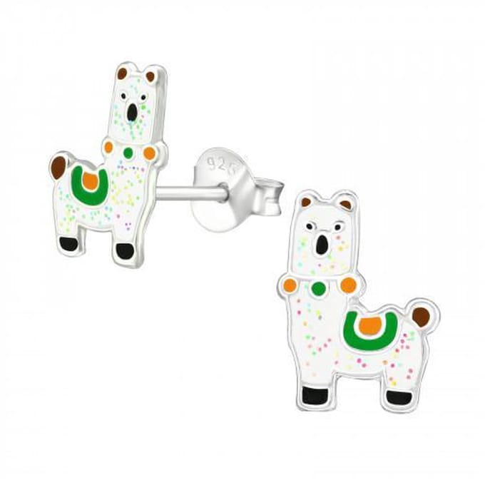 Zilveren oorbellen - glitter alpaca - kinderoorbellen zilver