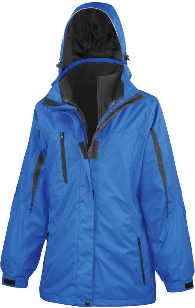Blauwe dames 3 in 1 regenjas met softshell binnenjas van Result S