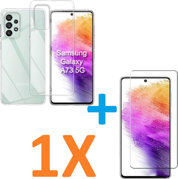 Silicone hoesje transparant met 1 Pack Tempered glas Screen Protector Geschikt voor: Samsung Galaxy A73 5G