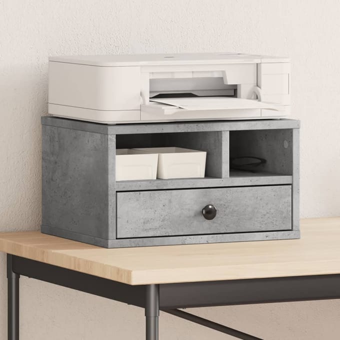 vidaXL - Printerkastje - 40x32x22,5 - cm - bewerkt - hout - betongrijs