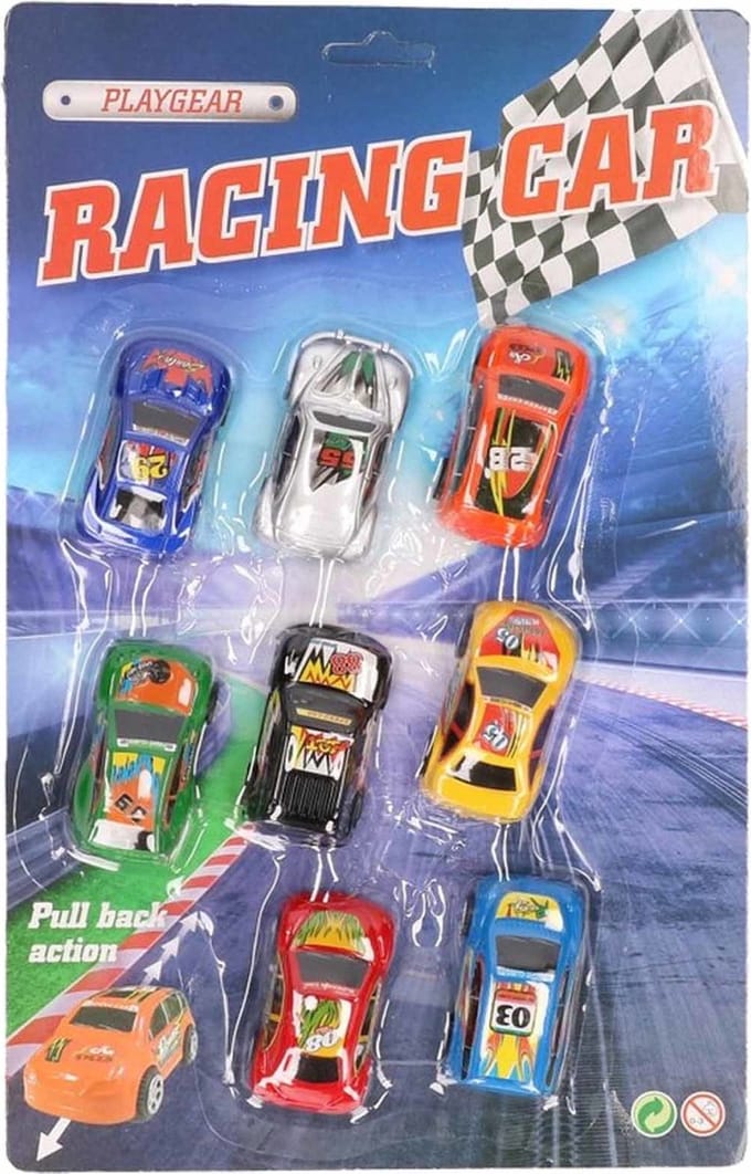 Speelgoed race auto - 8x st - gekleurd - pullback - speel autootjes