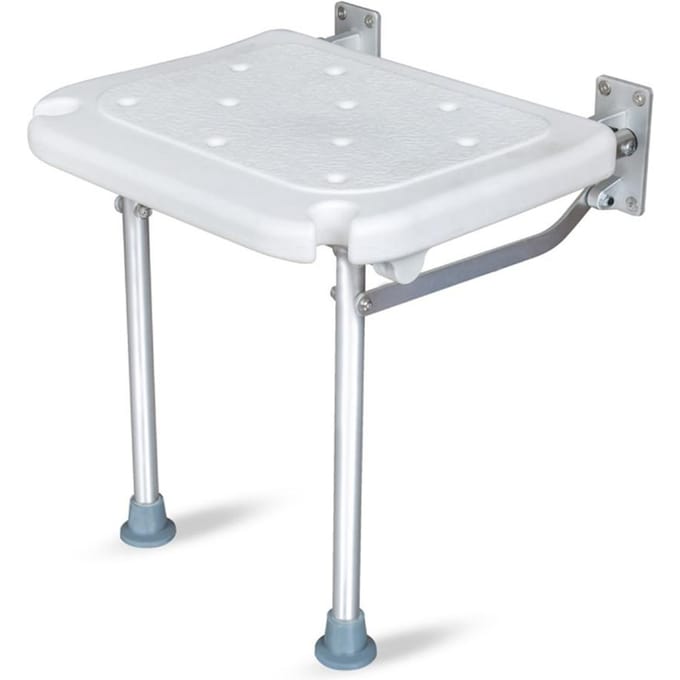 Opklapbaar Douchezitje Opklapbaar Inschroefbaar Badzitje Wandmontage Badkamerstoel Kruk met Antislip White and silver white