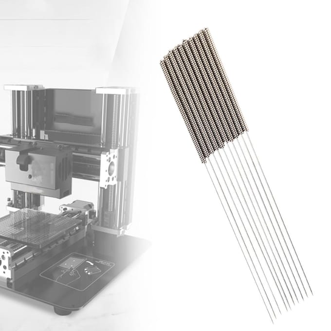 Accessoires pour imprimante 3D : 10 aiguilles de nettoyage de buse en acier inoxydable et cuivre de 0,4 mm white
