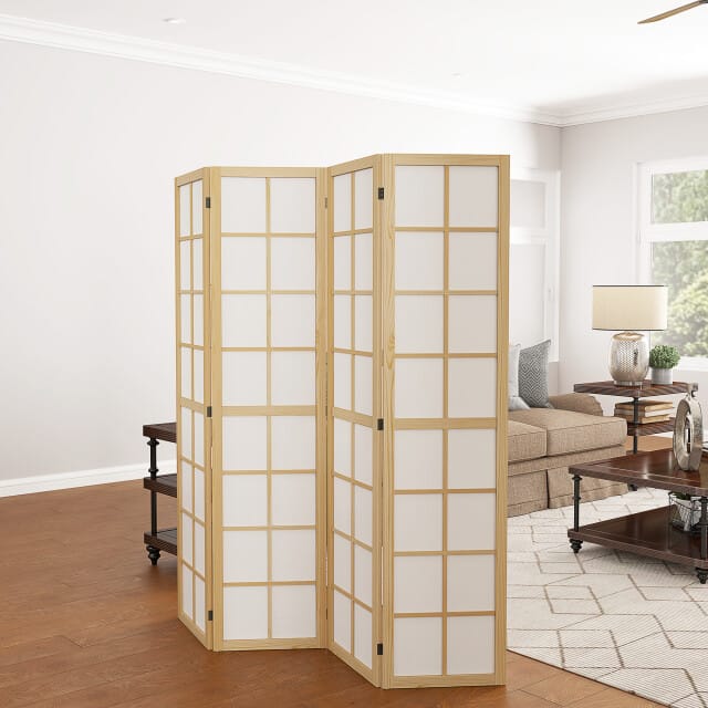 4goodz 4-delige kamerscherm opvouwbaar roomdivider met houten frame