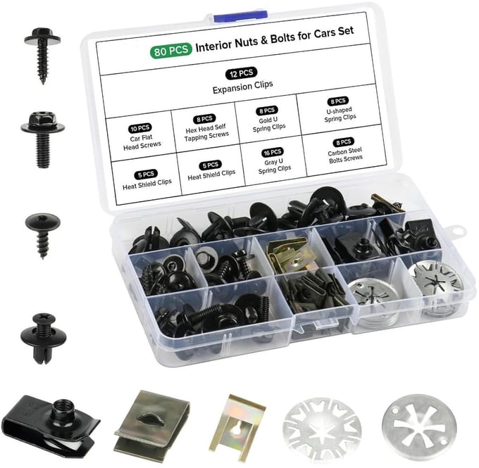 Dailygoods- Bevestigingsset 80 Stuks - Carrosserieschroeven
