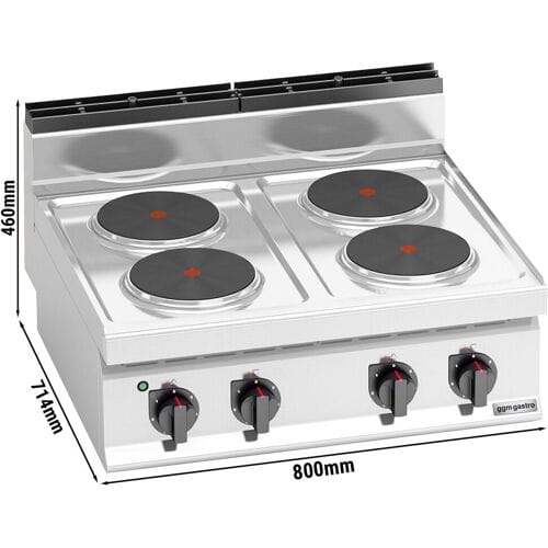 GGM Gastro Elektroherd - 10,4 kW - 4 Platten Rund Zilver