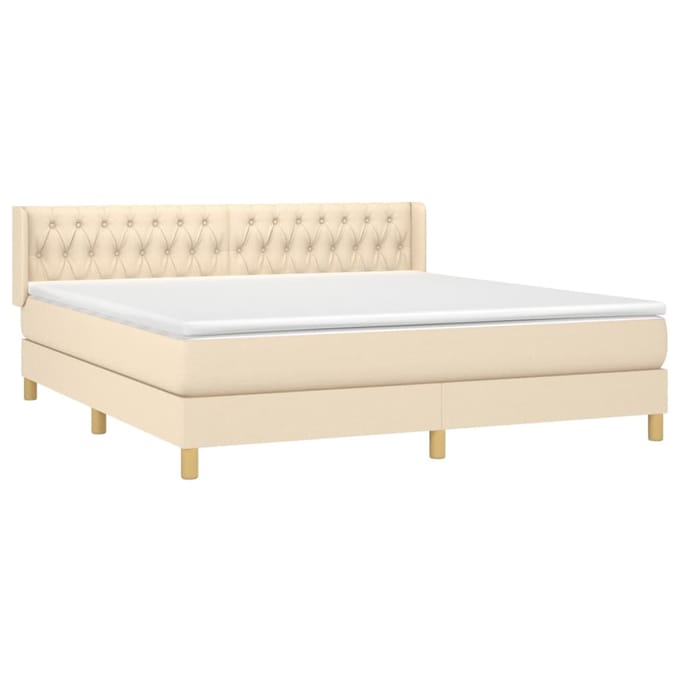 vidaXL - Boxspring - met - matras - stof - crèmekleurig - 180x200 - cm