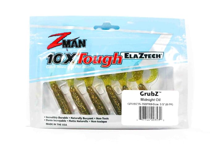 Zman Soft Lure GrubZ 3,5 Inch 6/Pack Middernachtolie (3530)