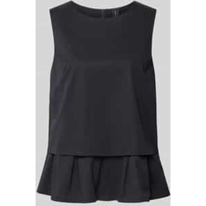 Blouses T-shirt met volantrand en ronde halsuitsnijding