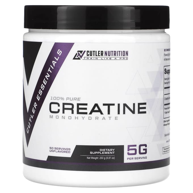 Cutler Nutrition, 100% Pure Creatine, Monohydraat, Ongezoet, 5 g, 8,81 oz (250 gram)
