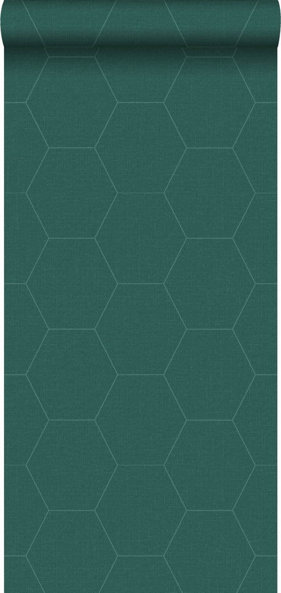 ESTAhome behang hexagon petrolgroen - 53 cm x 10.05 m - 148752