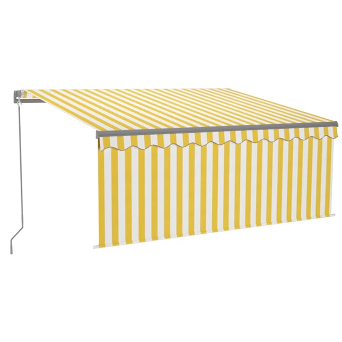 vidaXL - Luifel - handmatig - uittrekbaar - rolgordijn - LED - 3x2,5 - m - geel - en - wit