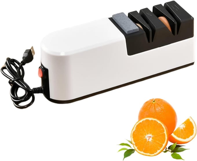SCH® Elektrische messenslijper - Messenslijper - Messenslijpers - Messenslijper elektrisch - Wit -1 cm x 1 cm x 1 cm