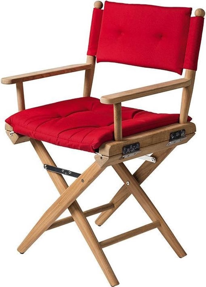 Regisseursstoel Teak DeLuxe met Forza Rood kussenset