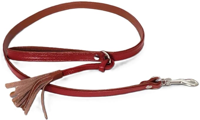 Cavlicious® hondenleiband leder - hondenlijn - hondenriem - bruin/wijnrood - 1.35M