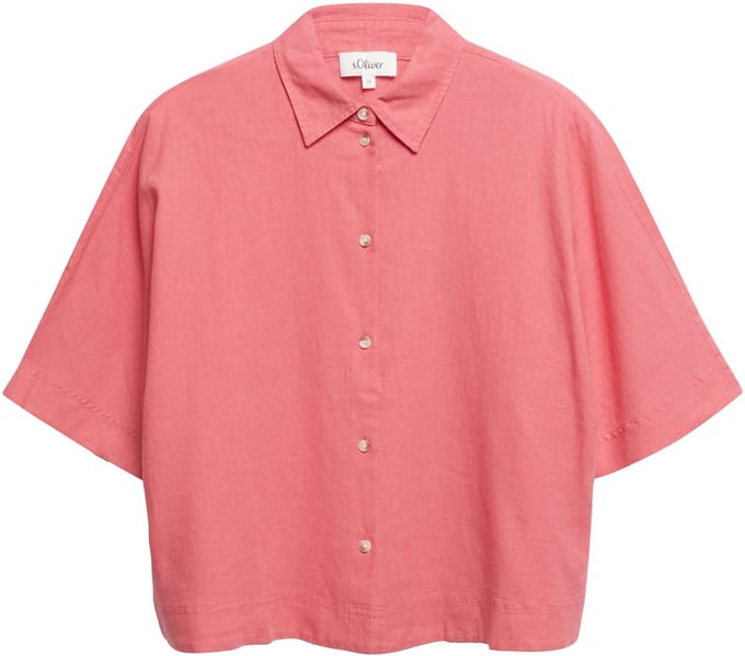 Vrouwelijke Linnen Mengsel Korte Mouwen Blouse met Hemdneck s.Oliver