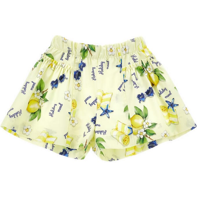 korte broek print citroenen lichtgeel meisje