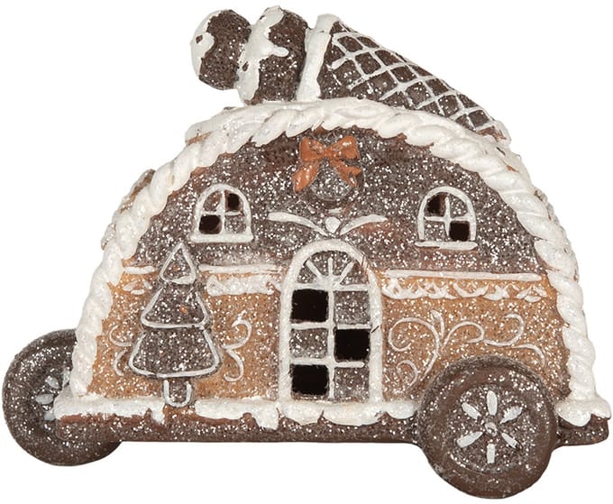 Clayre & Eef Decoratie Huis met LED 21x11x16 cm Bruin Kunststof