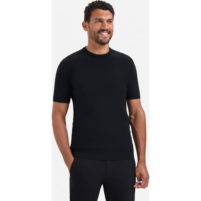 No Excess Pullover Short Sleeve Crewneck Solid Jacquard Black Größe: L | Basic T-Shirts Outlet | Herren | Schwarz