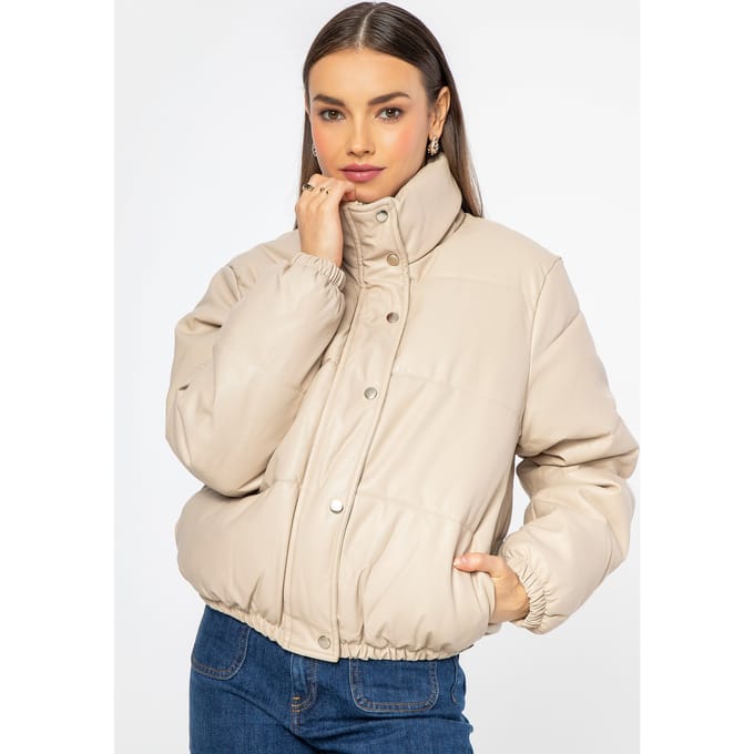 Wittchen Dames PUFF jas van eco-leer, lichtbeige
