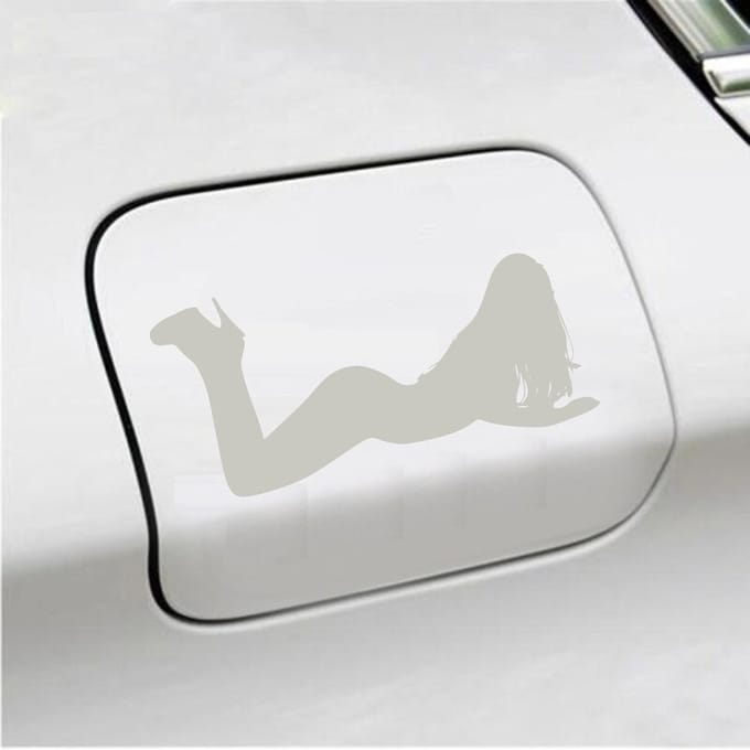 Bumpersticker - Liggende Dame - 8 X 17 - Zilver