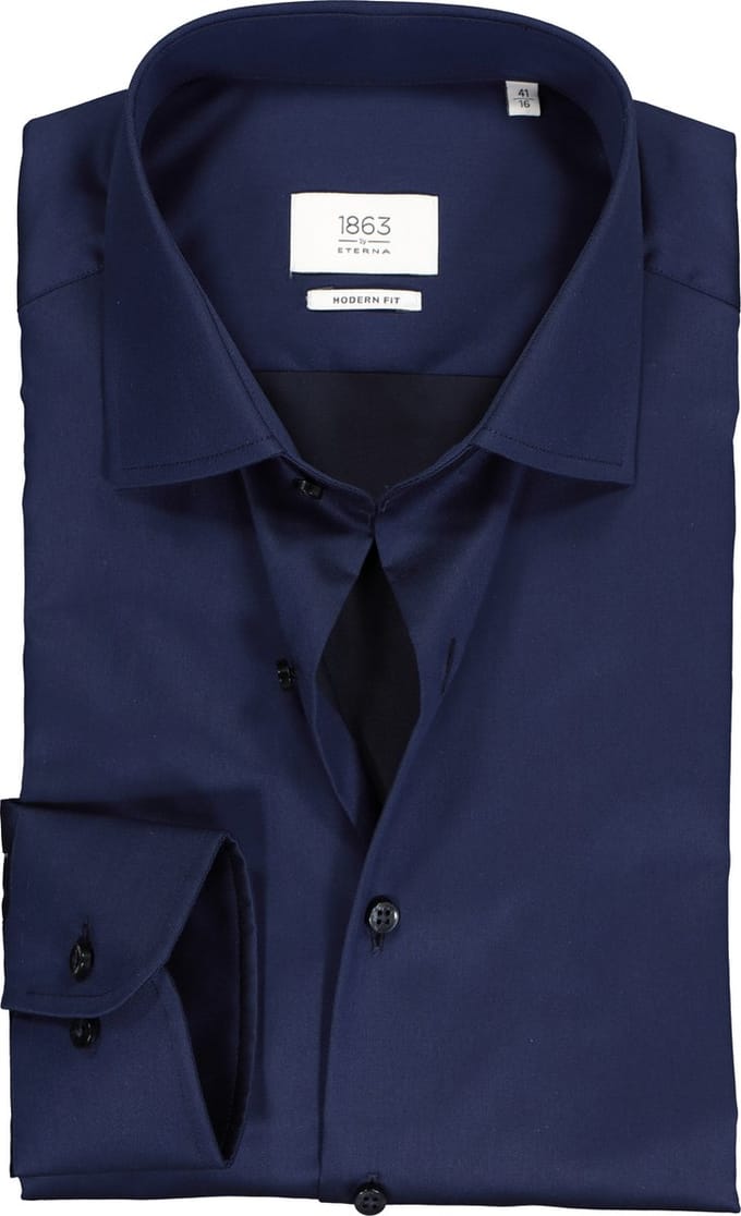 ETERNA 1863 modern fit premium overhemd - 2-ply twill heren overhemd - donkerblauw