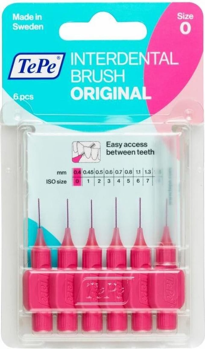 10x TePe Interdentale Ragers Original 0,4 mm Roze zakje à 6 stuks