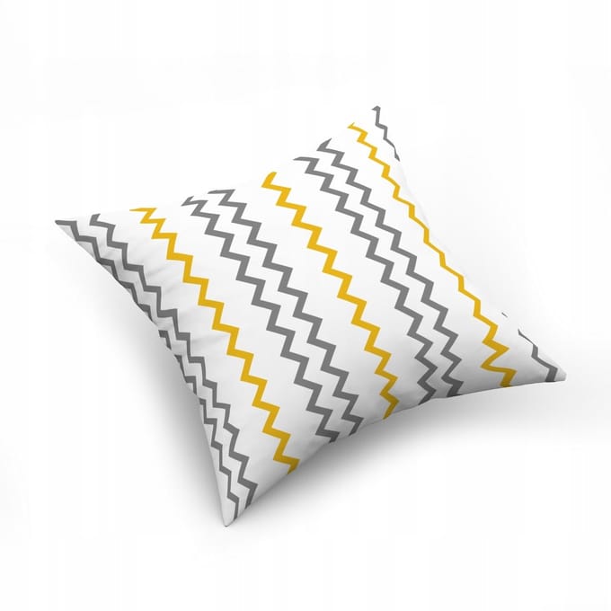 Katoenen Kussensloop 40x40cm Zwart-Geel ZigZag - Comfort & Stijl