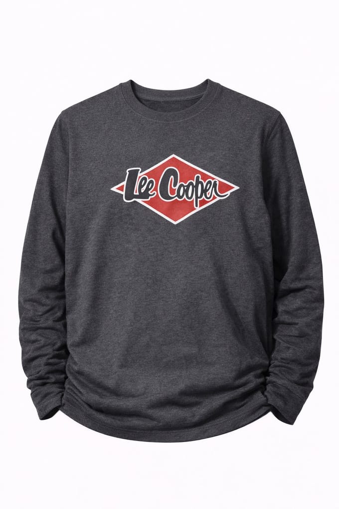 Sweater Lee Cooper M – Grijs gemêleerd (Gris Chiné Foncé) – Unisex trui met logo