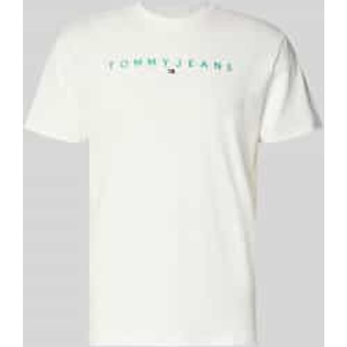 Tommy Hilfiger Tjm Regular Linear Logo Ecru/bahama Green Taglia: M | Magliette basic Outlet | Uomo | Verde