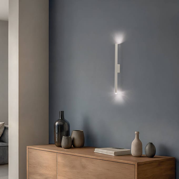 Wandlamp PASTELO 2 met slanke buis en 2 lichtpunten - Sollux Lighting - IP20 - Beige staal behuizing - 2.5 x 5 x 50 cm - 2 x G9 LED, exclusief lichtbron - 2 x 8 W - Moderne wandlamp voor woonkamer, slaapkamer en eetkamer