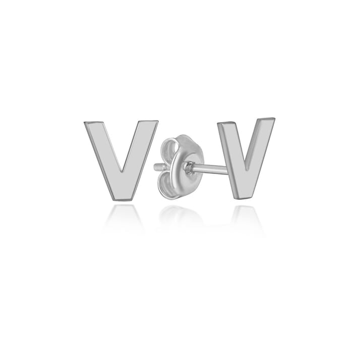 V initial oorknop zilver