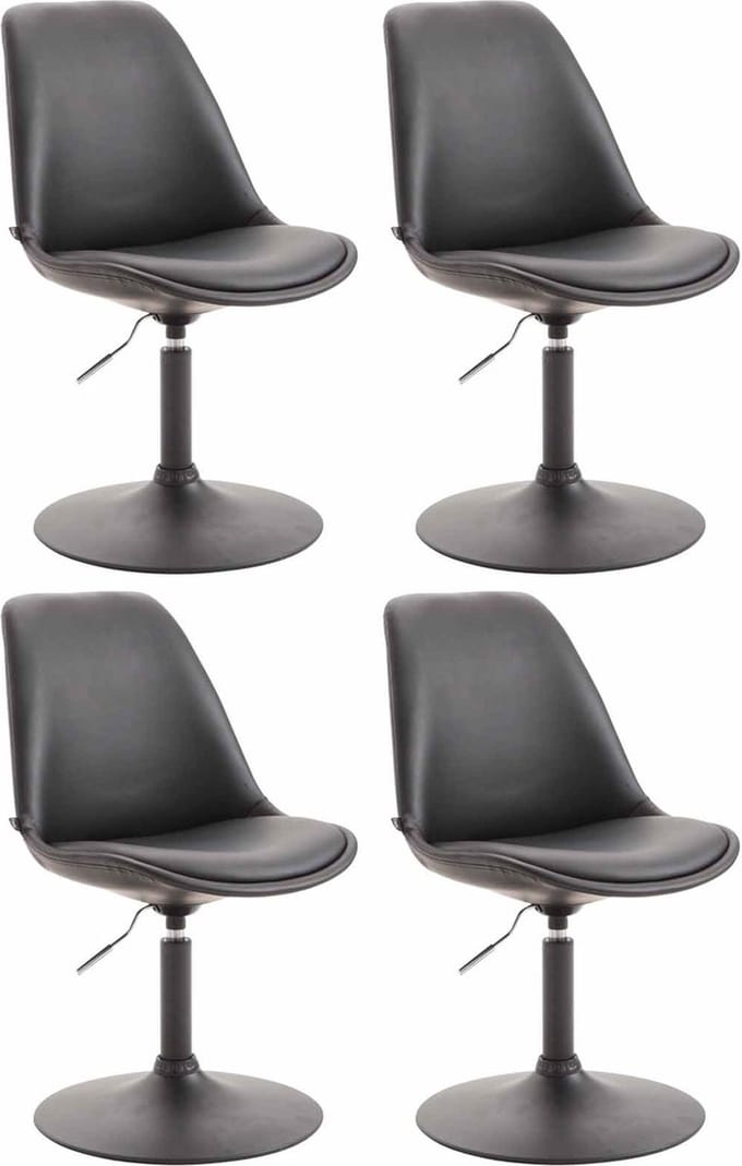 CLP Maverick Set van 4 Eetkamerstoelen - Kunstleer zwart zwart