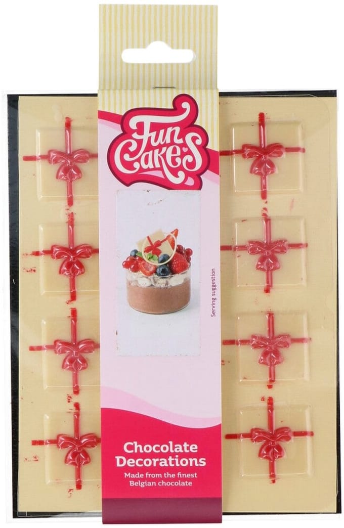 FunCakes Chocolade Decoraties - Kerst - Cadeau Wit/Rood - Set/12