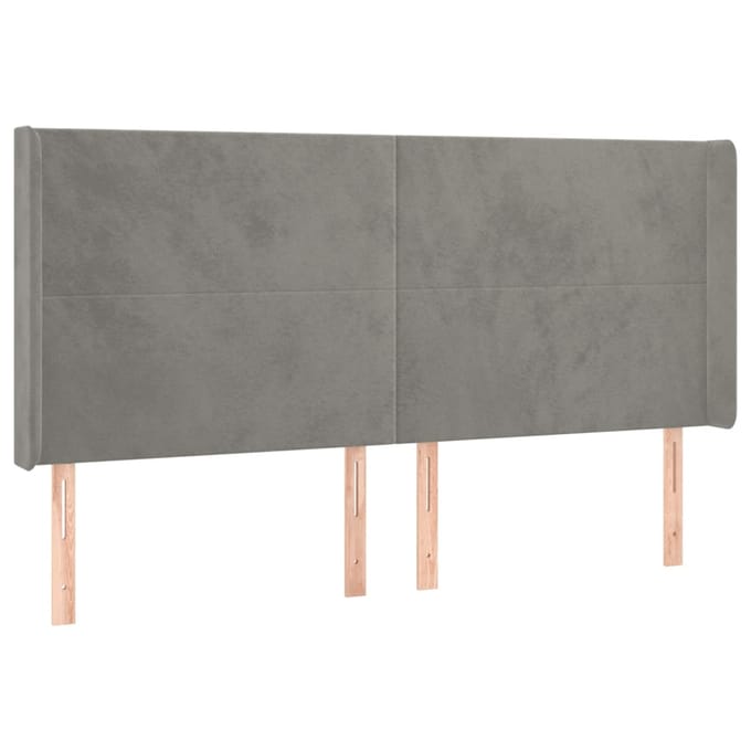vidaXL - Hoofdbord - LED - 183x16x118/128 - cm - fluweel - lichtgrijs
