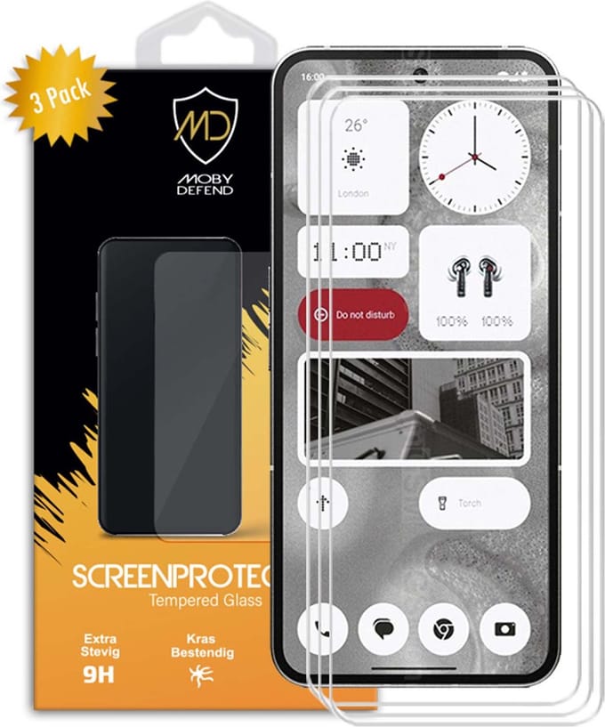 3-Pack MobyDefend Screenprotectors - Geschikt voor Nothing Phone (2) - Case-Friendly Screensavers - Gehard Glas