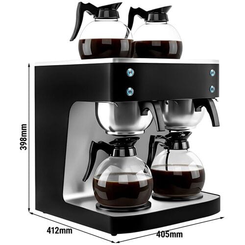 GGM Gastro Doppel-Filterkaffeemaschine - 2x 1,8 Liter - mit 4 Warmhalteplatten - inkl. 2 Glaskannen
