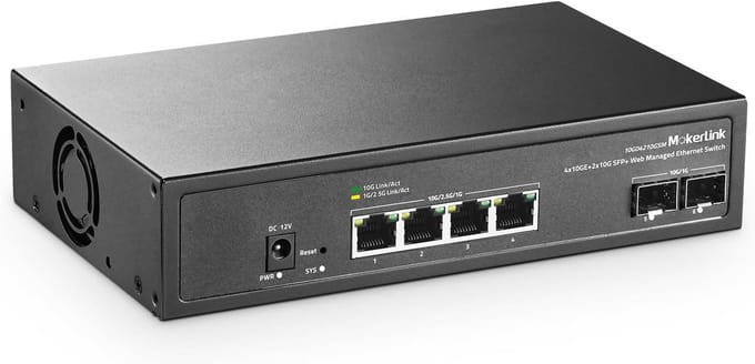 6-poorts 10Gbps Managed Network Switch met 4x10G Ethernet en 2x10G SFP+ ondersteuning