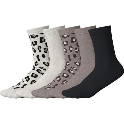 ESMARA 5 Paar dames sokken (print/wit/beige/zwart, 35-38)
