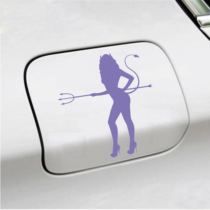 Bumpersticker - Vrouw Duivel - 14 X 13 - Paars