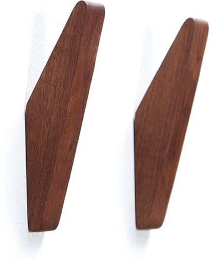 DWIH® - Nordic Design- 2 kapstok wand haken - Walnoot - Modern Design