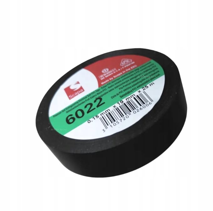 Scapa 6022 PVC Isolatietape 19mm x 25m Zwart - VDE/UL Gecertificeerd