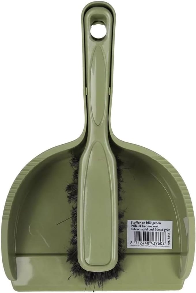 Stoffer en blik - Handveger set - Snelle schoonmaak - Compact kliksysteem - 30 cm diep - Groen