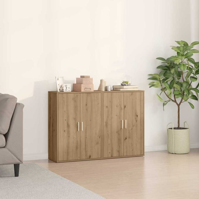 vidaXL - Dressoir - 2 - st - Artisan - Eiken - 60 - x - 31 - x - 84 - cm - Bewerkt - hout