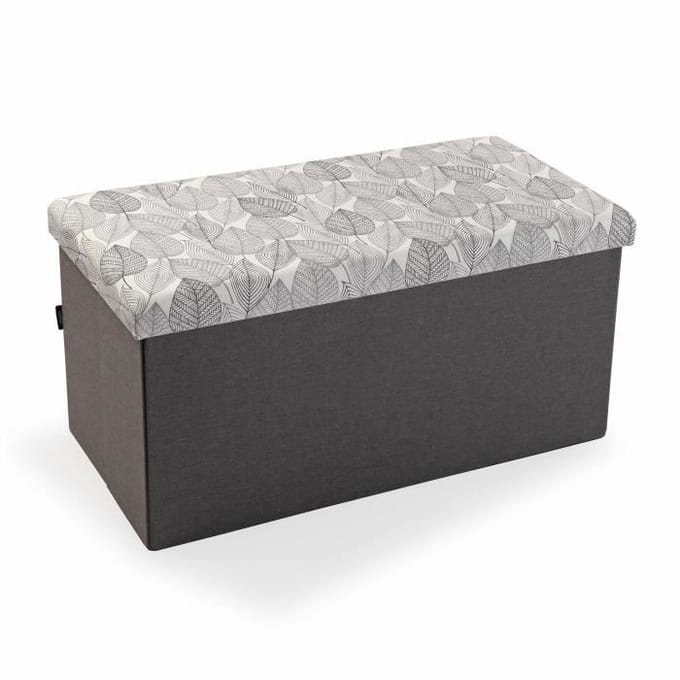 Garde-coffre démontable avec couvercle, 37,5 x 38 x 76,5 cm, Lin, Gris et blanc gris