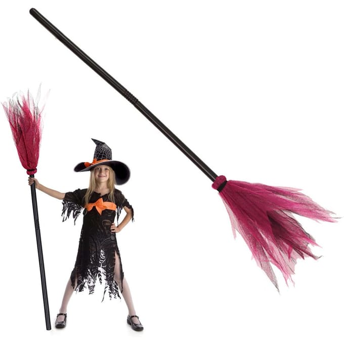Halloween Heksenbezem Plastic Bezem Requisieten voor Kostuumfeest Halloween Decoratie black