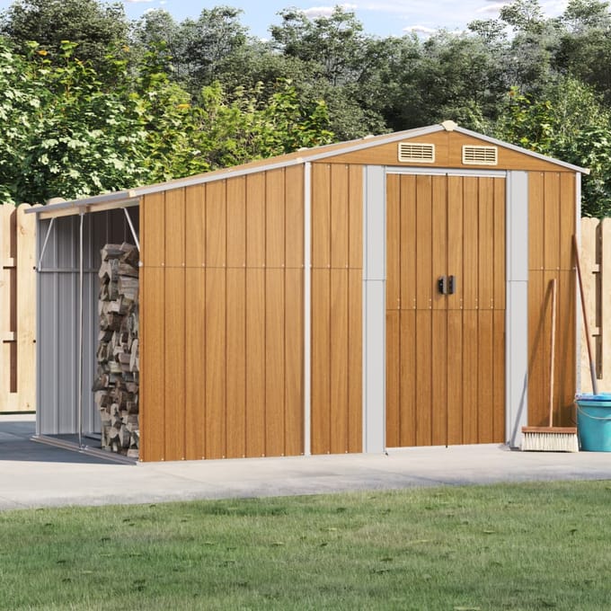 vidaXL - Tuinschuur - 277x192,5x179 - cm - gegalvaniseerd - staal - lichtbruin