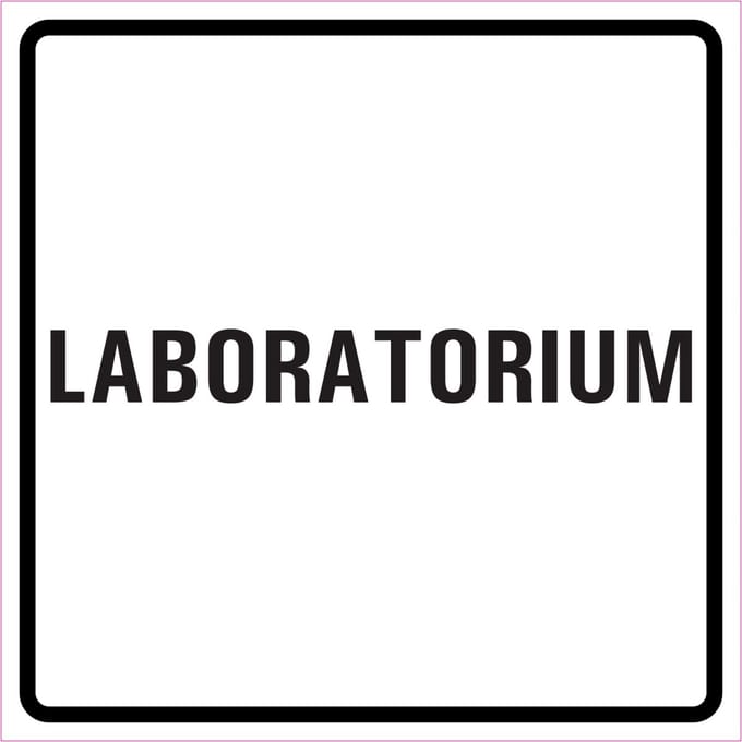 Laboratorium sticker, wit zwart 300 x 300 mm