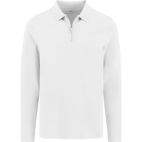 Fynch-Hatton Polo Zip Collar Long Sleeve Interlock Cotton New Off White / male